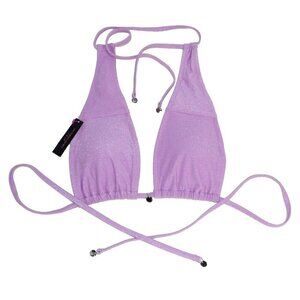 VICTORIA SECRET purple string bikini top removable pads women's size Small NEW